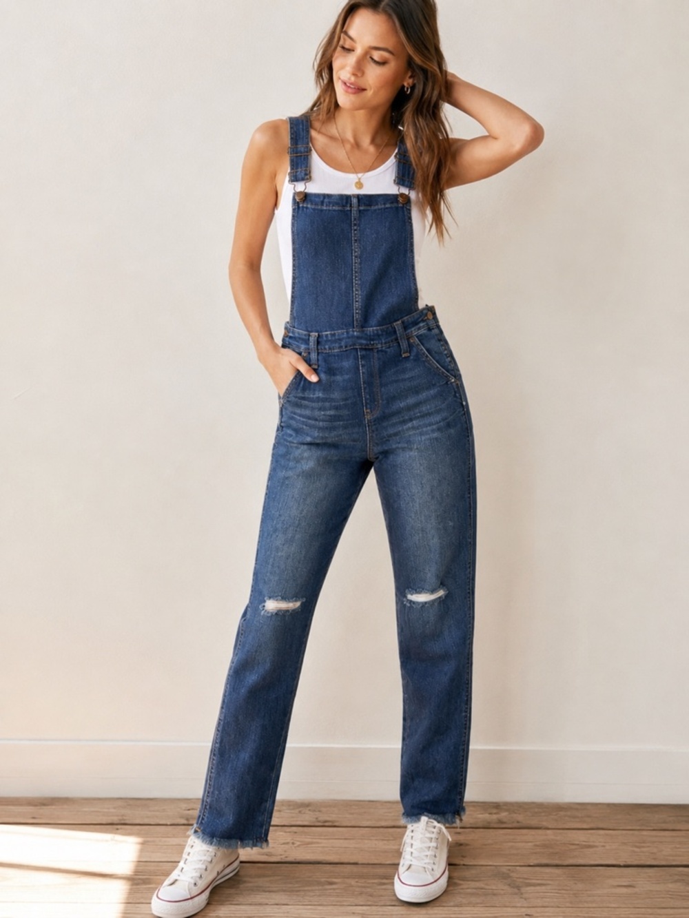 Madewell Distressed Denim Overalls XS Raw Hem Medium Wash Bib Jeans
